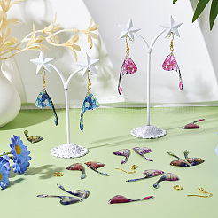 Комплекты украшений для сережек-подвесок в виде крыльев бабочки из латуни и эпоксидной смолы своими руками&nbsp;DIY-TA0010-65B