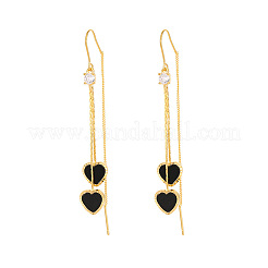 Boucles d'oreilles pendantes en laiton et acrylique en forme de cœur pour femmes&nbsp;WGB9E13-01