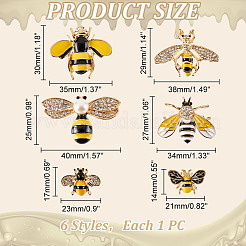 6 pieza de 6 estilos de alfileres de esmalte de abejas&nbsp;JEWB-WR0001-15