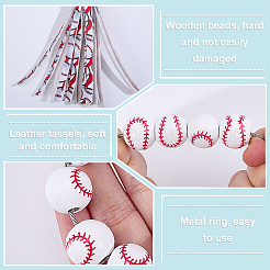 4 шт. 4 стиля деревянные бусины для спортивных мячей подвеска украшение&nbsp;HJEW-DR00052