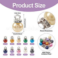 100 pièces 10 couleurs abs plastique imitation perle breloques&nbsp;KY-TA0001-25B