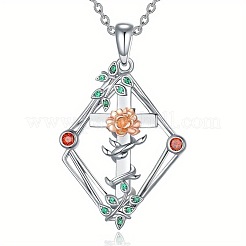 Collane da donna con ciondolo a forma di rombo colorato in lega con strass e croce floreale.&nbsp;WG303FD-01