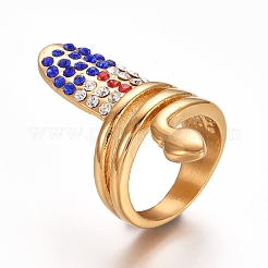 (Schmuck Parteien Fabrikverkauf) Ionenbeschichtung (IP) 304 Edelstahl Fingerringe&nbsp;RJEW-E157-08G-K