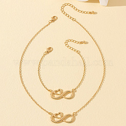 Collane con ciondolo in lega a forma di cuore e infinito e set di bracciali a maglie per donna&nbsp;FS-WG1C2CC-01
