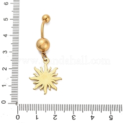 Кольца для живота с резными подвесками в виде штанги из нержавеющей стали 304 с кристаллами и стразами&nbsp;LS-STAS-C147-18A-G