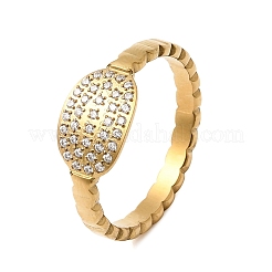 Bagues en acier inoxydable 304 micro pavé de zircones cubiques pour femmes&nbsp;RJEW-A104-02G