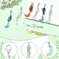 8 ciondolo decorativo in vetro trasparente a forma di luna e pietre preziose in 8 colori&nbsp;HJEW-YW00382