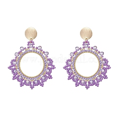 Серьги-гвоздики из плетеного стеклянного бисера&nbsp;EJEW-MZ00597-02