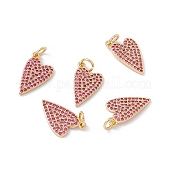 Pendenti in ottone placcato a cremagliera con micro pavé di zirconi rosa caldo&nbsp;X-ZIRC-C040-19G