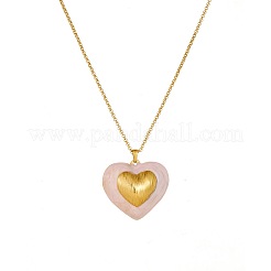 Colliers pendentifs en acier inoxydable 304 émaillé rose en forme de cœur pour femmes&nbsp;WG9BEC2-01