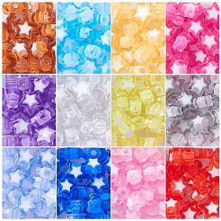 300шт 12 цвета прозрачные акриловые бусины&nbsp;TACR-CJ0001-63