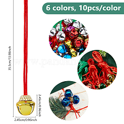 60 шт. 6-х цветные железные колокольчики подвесные украшения&nbsp;AJEW-ME0002-50