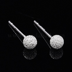 Boucles d'oreilles 925 boule en argent sterling texturées&nbsp;LS-EJEW-L202-004A