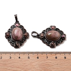 Подвески-ромбы из натурального родонита&nbsp;G-K363-02R-10