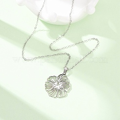 Collane con ciondolo a forma di fiore in acciaio inossidabile 304 e catena a maglie per uomo e donna&nbsp;NJEW-K308-05A-P