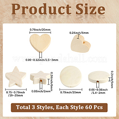 180 pièces 3 styles de perles en bois&nbsp;WOOD-PA0001-63
