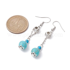Orecchini pendenti sintetici blu turchese&nbsp;EJEW-JE05621-02