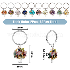 20 pz 10 colori gemma chip & lega ciondolo portachiavi albero della vita&nbsp;KEYC-AB00029