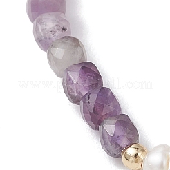 Braccialetti elastici con perline cubiche di ametista naturale per donna&nbsp;BJEW-JB13176-03