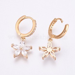 Orecchini a cerchio in ottone zirconi con micro pavé di ottone&nbsp;EJEW-F172-F02-G