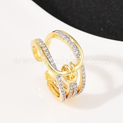 Манжеты из латуни с микро паве кубический цирконий для женщин&nbsp;RJEW-C140-09G