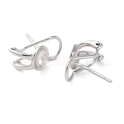 Фурнитура для сережек-гвоздиков из стерлингового серебра с родиевым покрытием&nbsp;STER-NH0012-02P