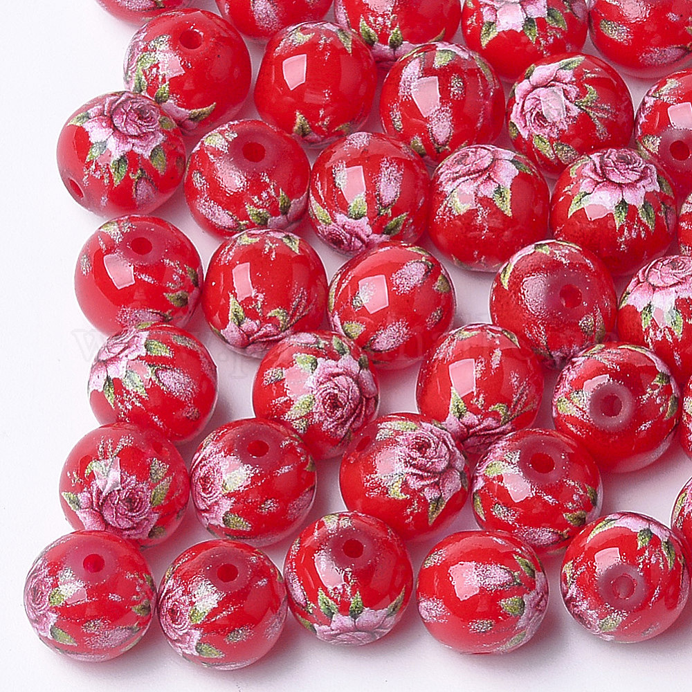 Wholesale Printed & Spray Painted Glass Beads
