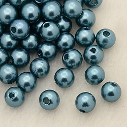 Imitation Pearl Acrylic Beads, Dyed, Round, Cadet Blue, 5x4.5mm, Hole: 1mm, about 10000pcs/pound