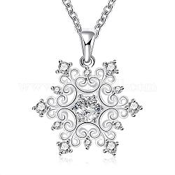 Моды популярный латуни кабель цепи Снежинка ожерелье кубического циркония, Рождественские украшения, серебристый цвет, 18 дюйм