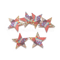 Pendentifs en fer imprimé, étoiles du nord, or clair, colorées, 24x24x0.4mm, Trou: 1.8mm