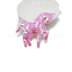 Pelle sintetica con accessori decorativi in paillette in pvc, per abiti fai da te, decorazione di scarpe, unicorno, rosa caldo, 70x90mm