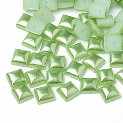 Cabujones de perlas de imitación de plástico ABS, cuadrado, verde claro, 6x6x3.5mm, aproximamente 5000 unidades / bolsa