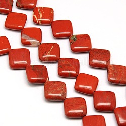 Natürliche Rhombus rotem Jaspis Perlen Stränge, 18~19x18~19x6 mm, Bohrung: 1 mm, ca. 22 Stk. / Strang, 15.74 Zoll