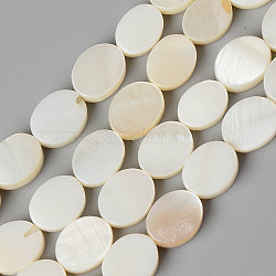 Eau douce naturelle de coquillage perles brins, ovale, beige, 8x6x2~3mm, Trou: 0.9mm, Environ 42 pcs/chapelet, 13.31 pouce (33.8 cm)