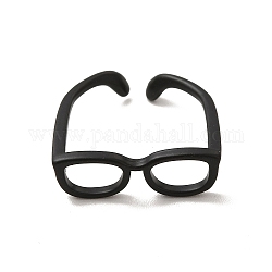 Anillo de puño abierto con montura de gafas de latón para mujer, electroforesis negro, diámetro interior: 17 mm