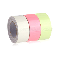 Benecreat 3 rollo 3 colores 3m cinta adhesiva de plástico que brilla en la oscuridad, cinta de advertencia luminosa impermeable, para escaleras, paredes y escalones, piso, color mezclado, 20x0.1mm, aproximamente 3 m / rollo, 1 rollo / color