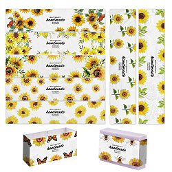 90 pièces 9 styles étiquette en papier savon motif fleur, emballages de savon en papier, rectangle, pour emballage de savon, jaune, 210x50mm, 10 pièces / style