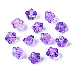 Perle di vetro verniciate a spruzzo trasparente, fiore, blu viola, 10x10x7mm, Foro: 1.2 mm