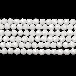 Zirkonia Perlenstränge, facettiert rund, weiß, 3 mm, Bohrung: 0.6 mm, ca. 120 Stk. / Strang, 14.84''~14.96'' (37.7~38 cm)