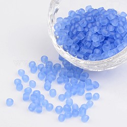 6/0 bereifte runde Glasperlen, Kornblumenblau, Größe: ca. 4mm Durchmesser, Bohrung: 1.5 mm, ca. 495 Stk. / 50 g