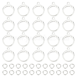 Unicraftale 60Pcs 304 Stainless Steel Leverback Earring Findings, with 60Pcs Brass Open Jump Rings, Stainless Steel Color, 14x12x2mm, Hole: 1.2mm, Pin: 0.6x1mm