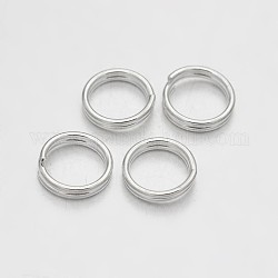 Anelli spezzati in ottone, anelli di salto a doppio anello, colore argento placcato, 7x0.6mm, circa  6.4mm diametro interno, circa 4760pcs/500g