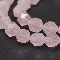 Hebras de cuentas de piedras preciosas de cuarzo rosa natural facetadas, cuentas redondas con corte de estrella, 8mm, agujero: 1 mm, aproximamente 47 pcs / cadena, 16 pulgada