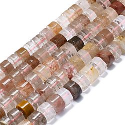 Chapelets de perles en quartz de rutile naturel, avec des perles de rocaille, colonne, 12.5x6~7mm, Trou: 1mm, Environ 45 pcs/chapelet, 15.75'' (40 cm)