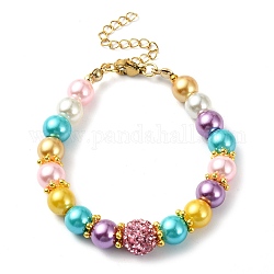 Braccialetti con perline di finte perle di vetro da donna, colorato, 6-3/4 pollice (17 cm)