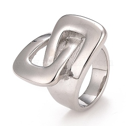 304 anello grosso rettangolare ad incastro in acciaio inossidabile per uomo donna, colore acciaio inossidabile, taglia americana 6 1/4 (16.7 mm) ~ taglia americana 9 (18.9 mm)