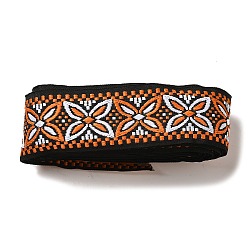 10ヤードのエスニックスタイルの刺繍ポリエステルリボン  ジャカードフラワーリボン  服飾材料  オレンジ  2インチ（50mm）