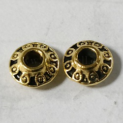 Estilo tibetano de la aleación entrepieza de abalorios, Sin cadmio y níque y plomo, bicon, oro antiguo, 6.5x3.5mm, agujero: 2 mm