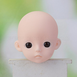 Plastic Doll Head Sculpt, with Big Eyes, DIY BJD Heads Toy Practice Makeup Supplies, Antique White, 72mm