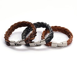 Tressés élégant bracelets de cuir cordon, avec alliage pression fermoirs de verrouillage, couleur mixte, 200x13mm